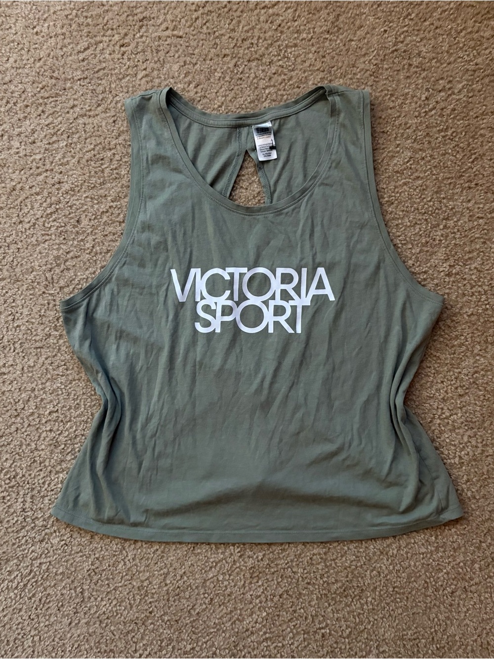 Victoria's Secret Sport Olive Tank with White Logo